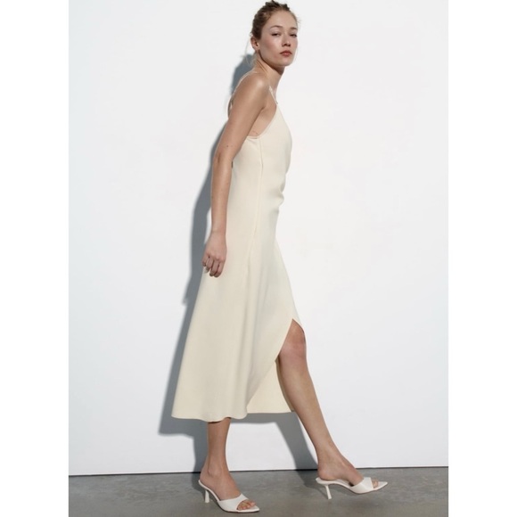 Zara sparkly strap midi dress in cream - Picture 3 of 11
